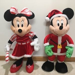 Disney Christmas Mickey Mouse & Minnie Standing Plush 24"